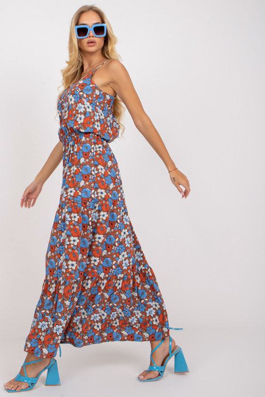 SUBLEVEL hnědé květované maxi šaty na...