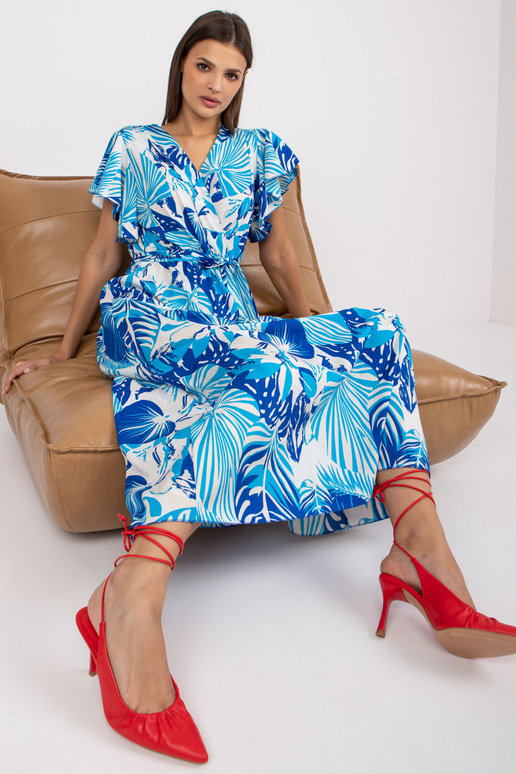 Bílomodré maxi šaty s potiskem a...