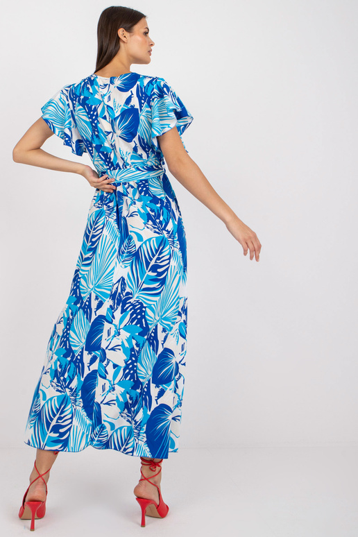 Bílomodré maxi šaty s potiskem a...