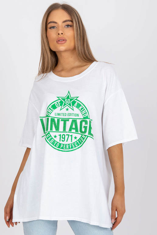 Bílé a zelené oversize tričko s nášivkou