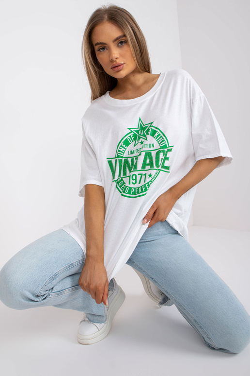 Bílé a zelené oversize tričko s nášivkou