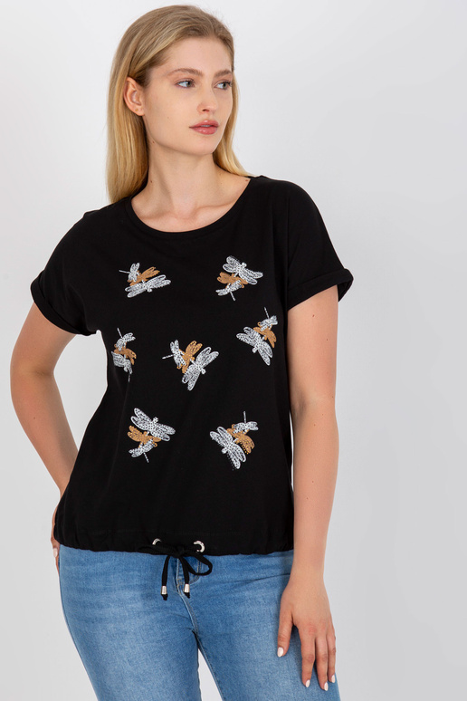 Černé bavlněné tričko plus velikosti...