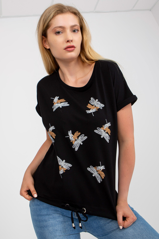 Černé bavlněné tričko plus velikosti...