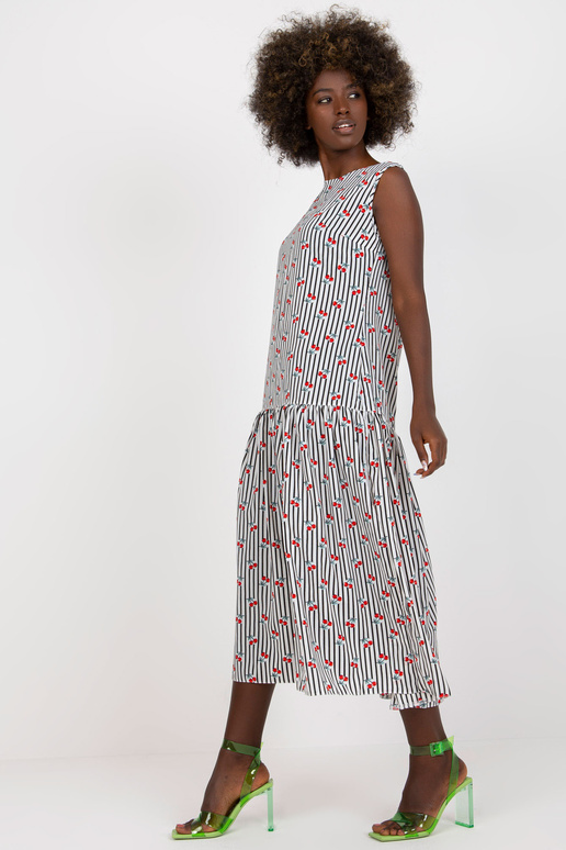 Bílé a černé midi šaty bez rukávů s...