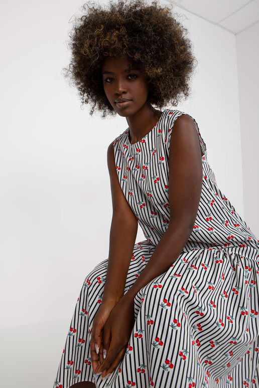 Bílé a černé midi šaty bez rukávů s...