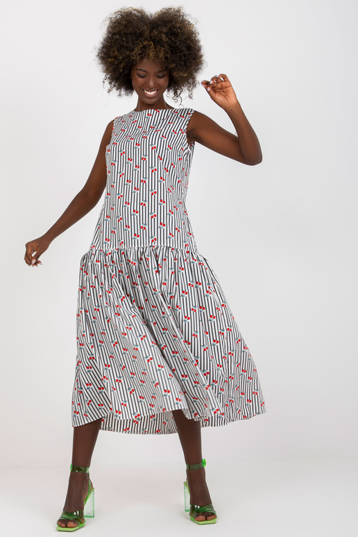 Bílé a černé midi šaty bez rukávů s...