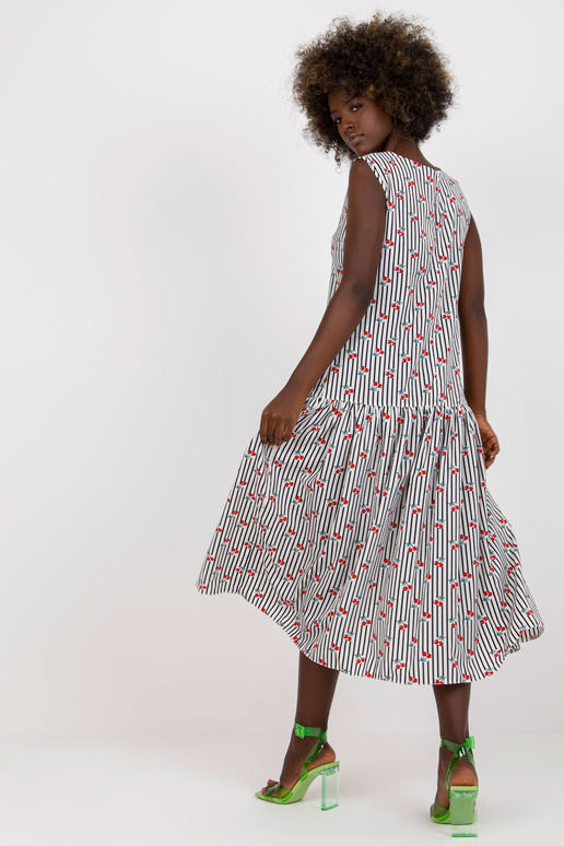 Bílé a černé midi šaty bez rukávů s...