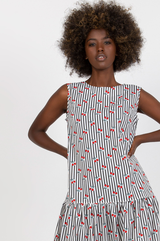 Bílé a černé midi šaty bez rukávů s...