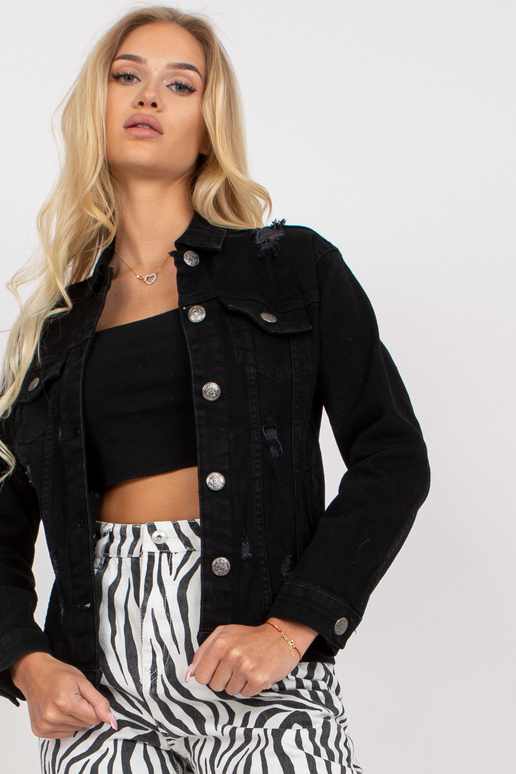 Dámská černá džínová bunda s dlouhým... Dámská černá džínová bunda s dlouhým...