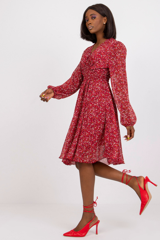 Vínové midi šaty s potisky ZULUNA