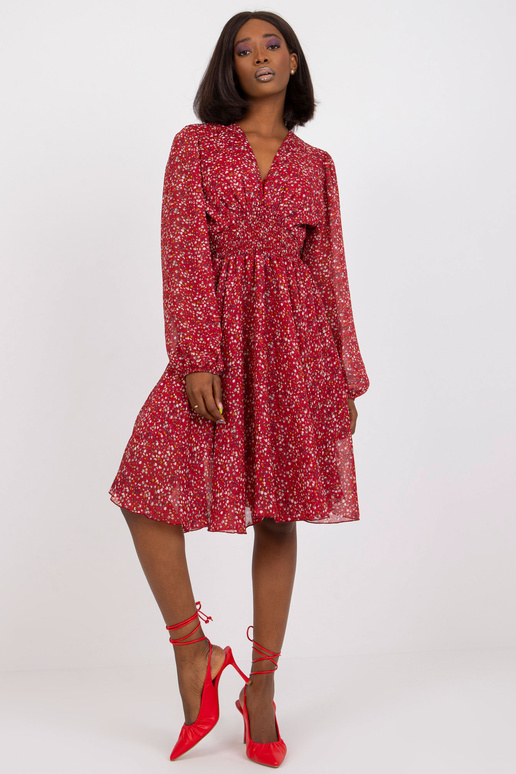 Vínové midi šaty s potisky ZULUNA