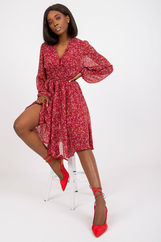 Vínové midi šaty s potisky ZULUNA