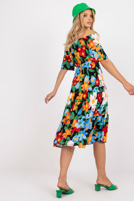 Černé španělské midi šaty s květinami...