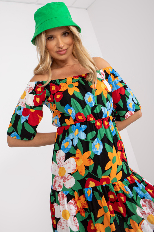 Černé španělské midi šaty s květinami...