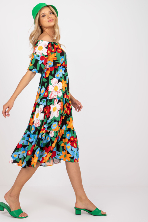 Černé španělské midi šaty s květinami...