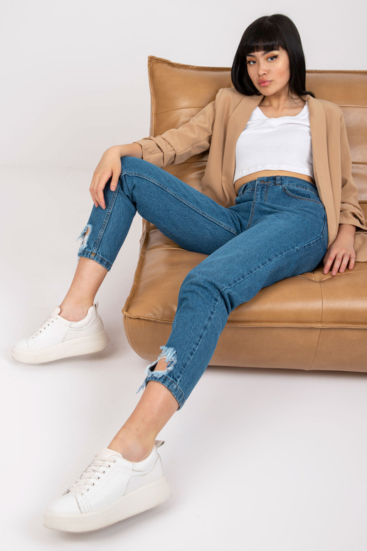 Modré rovné nohavice dámské džínové...