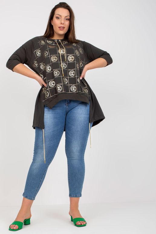 Khaki asymetrická halenka větší...