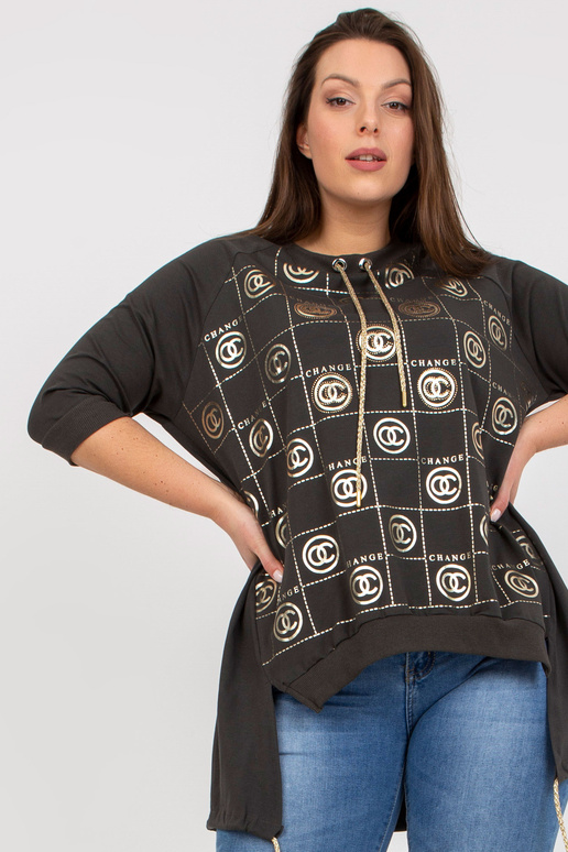 Khaki asymetrická halenka větší...