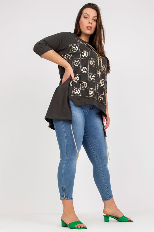 Khaki asymetrická halenka větší...