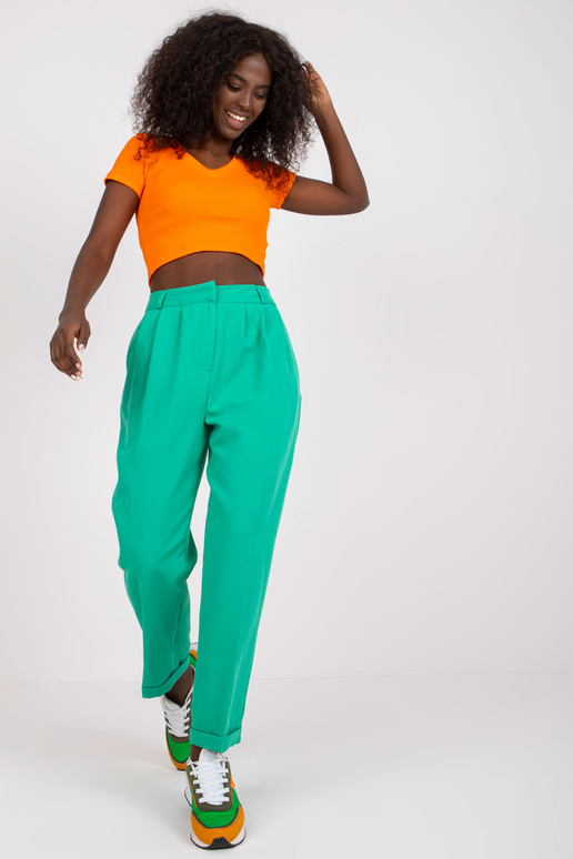 Zelené dámské kalhoty z látky s...