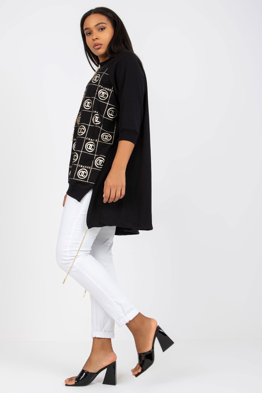 Černá asymetrická bavlněná halenka...