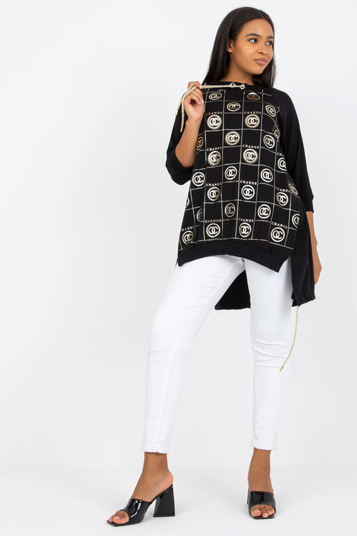 Černá asymetrická bavlněná halenka...