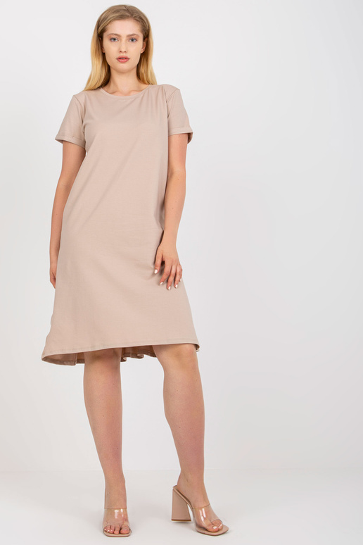 Béžové jednoduché šaty s krátkým...