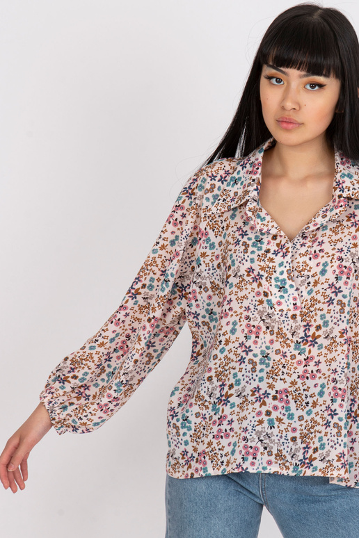 Béžová vzdušná halenka s květinovým...