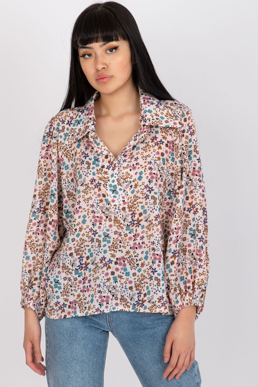 Béžová vzdušná halenka s květinovým...