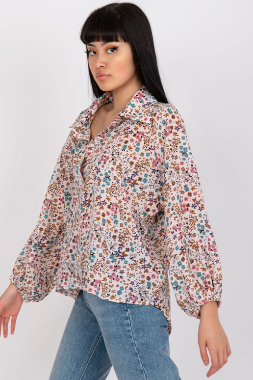 Béžová vzdušná halenka s květinovým...