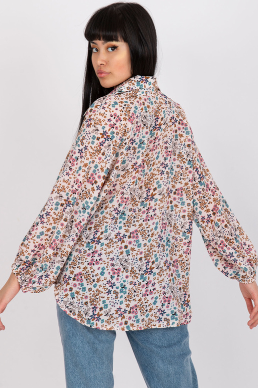 Béžová vzdušná halenka s květinovým...