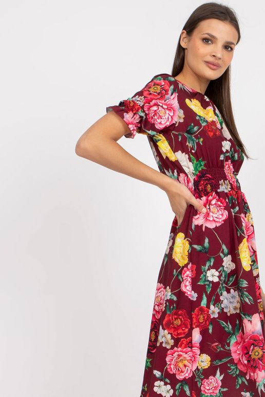 Vínové květinové šaty s midi délkou... Vínové květinové šaty s midi délkou...