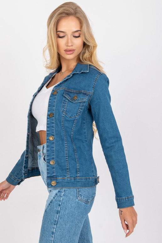 Modrá džínová bunda s dlouhým rukávem... Modrá džínová bunda s dlouhým rukávem...
