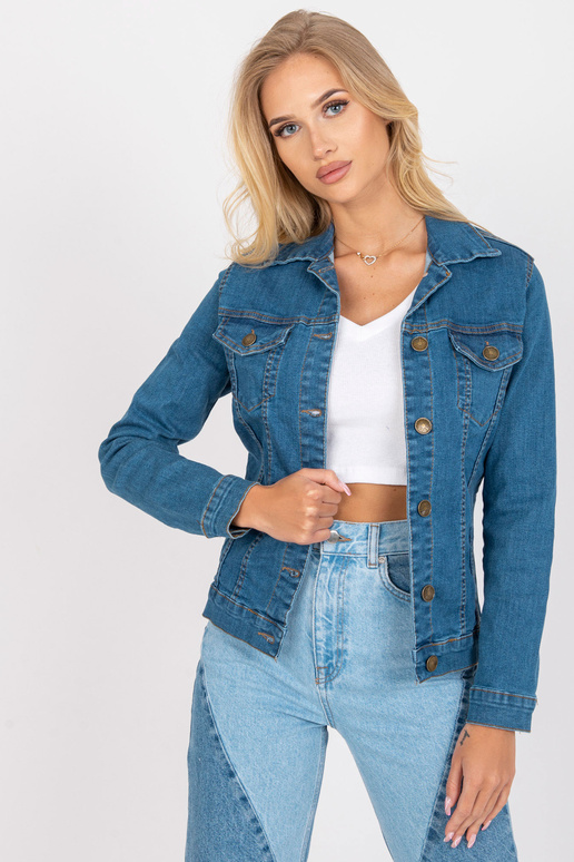 Modrá džínová bunda s dlouhým rukávem... Modrá džínová bunda s dlouhým rukávem...