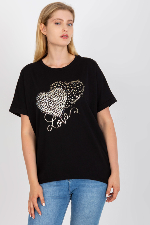 Černé bavlněné tričko větší velikosti...