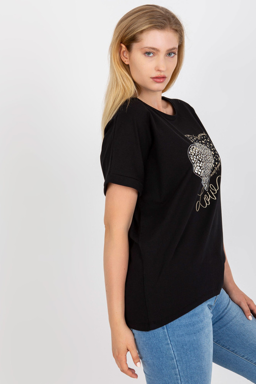 Černé bavlněné tričko větší velikosti...