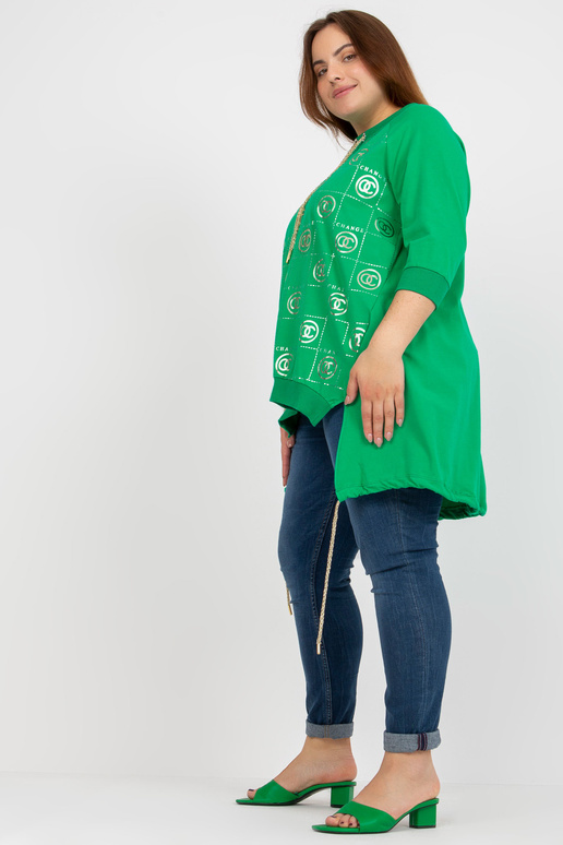 Zelená asymetrická nadměrná halenka s...