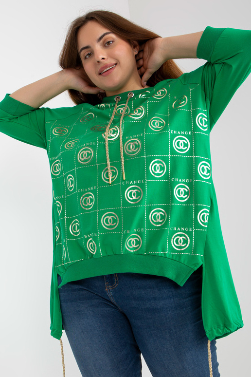 Zelená asymetrická nadměrná halenka s...