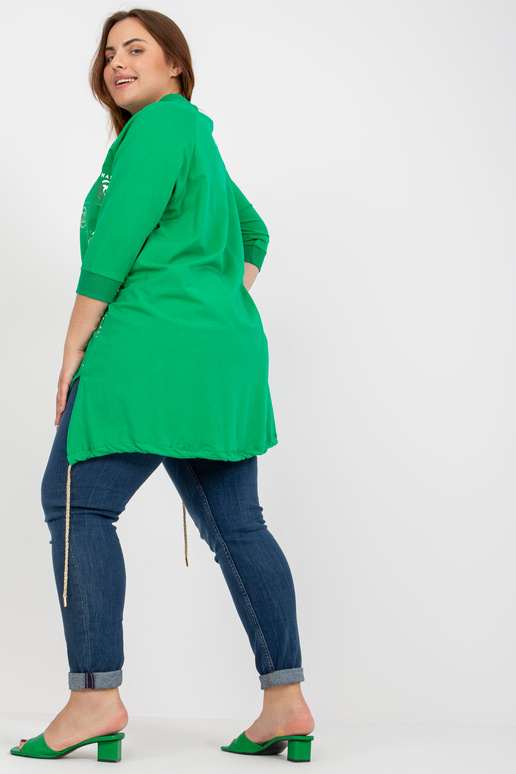 Zelená asymetrická nadměrná halenka s...