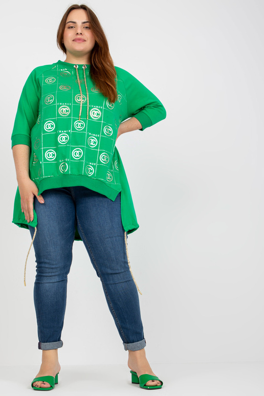 Zelená asymetrická nadměrná halenka s...