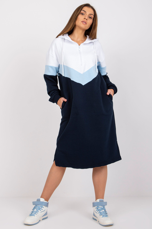 Bílé a tmavě modré mikinové šaty s...