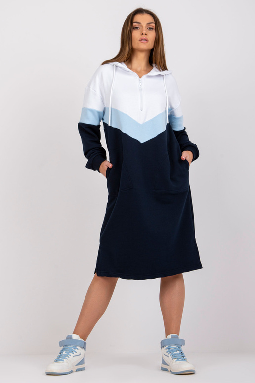 Bílé a tmavě modré mikinové šaty s...