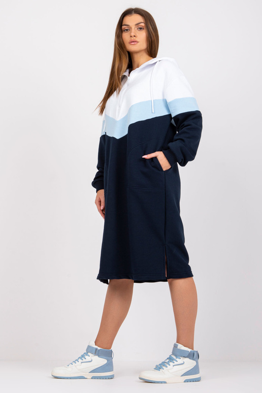 Bílé a tmavě modré mikinové šaty s...