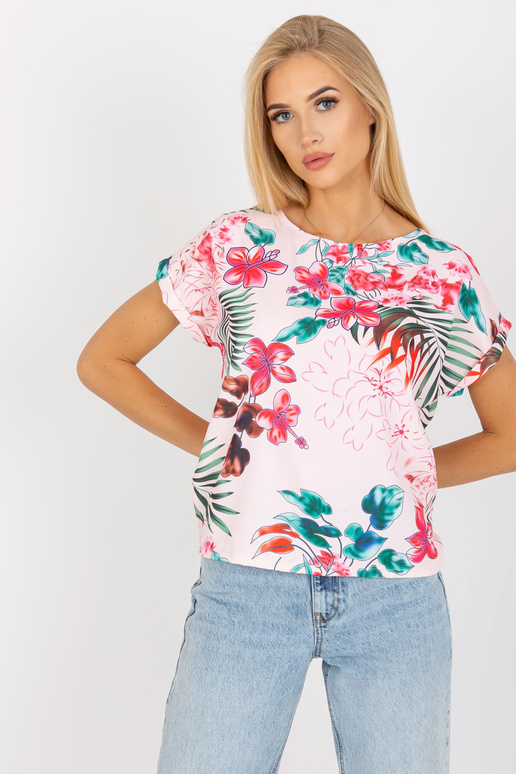 Světle růžová halenka s letním vzorem...