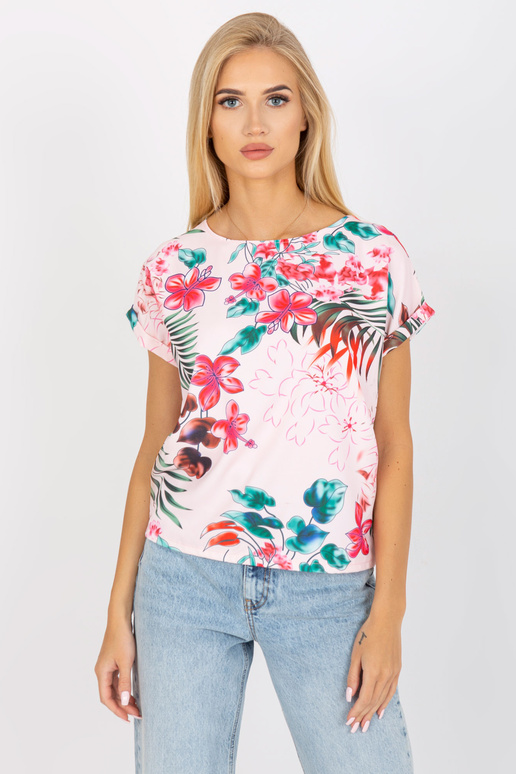 Světle růžová halenka s letním vzorem...