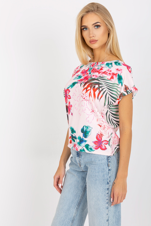 Světle růžová halenka s letním vzorem...