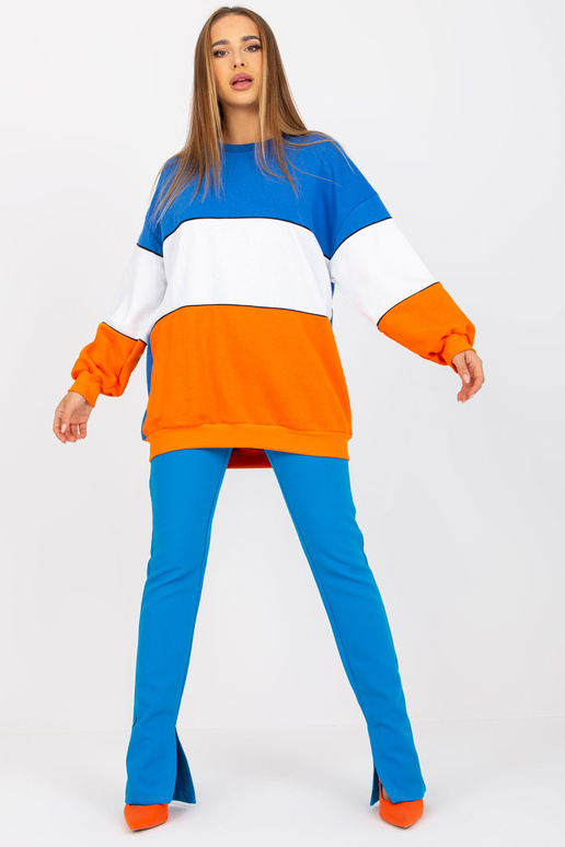 Modro-oranžová mikina basic oversize...