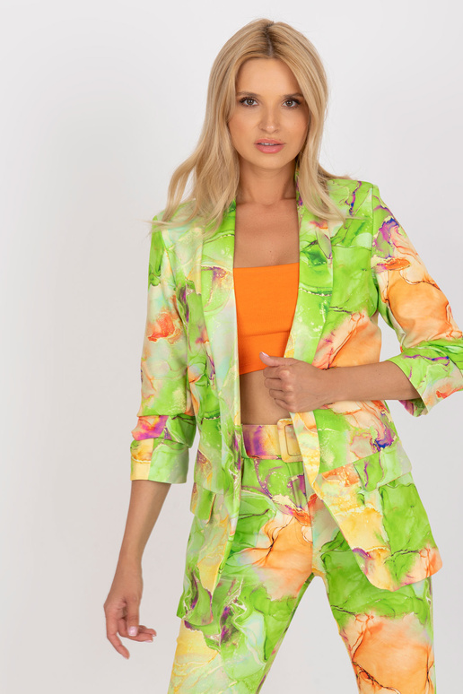 Světle zelená vzorovaná bunda s 3/4...