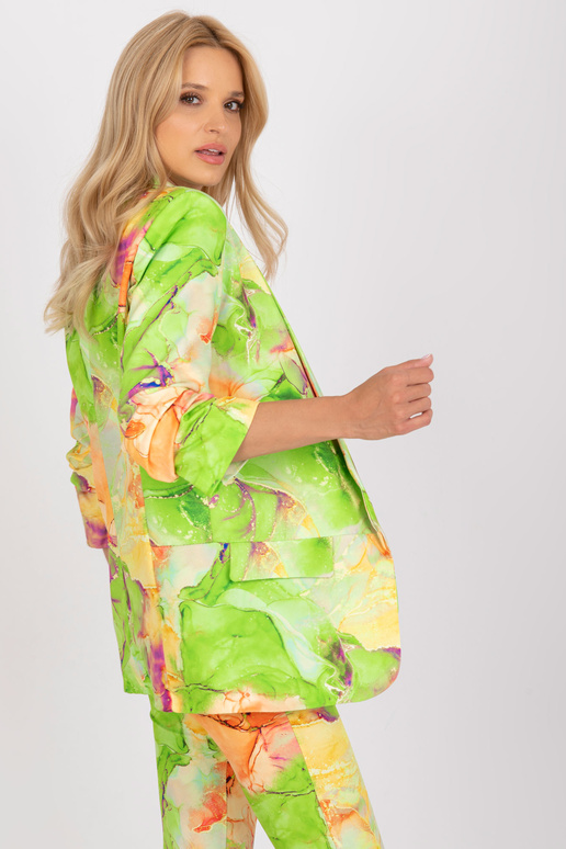 Světle zelená vzorovaná bunda s 3/4...