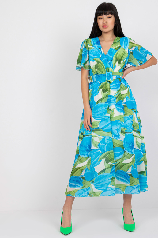 Modré a zelené zavinovací šaty s... Modré a zelené zavinovací šaty s...